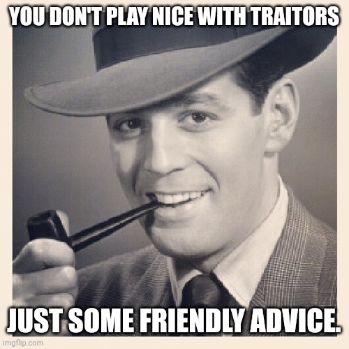 Just some friendly advice. | YOU DON'T PLAY NICE WITH TRAITORS; JUST SOME FRIENDLY ADVICE. | image tagged in tips 2 | made w/ Imgflip meme maker