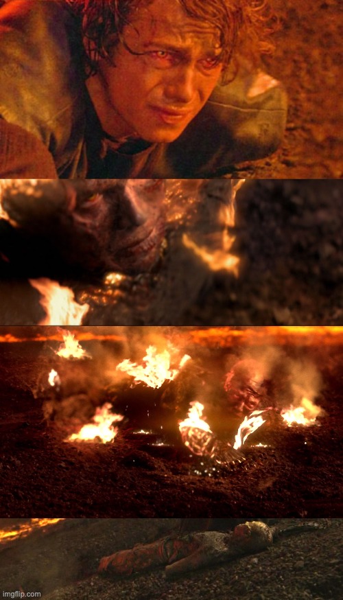 image tagged in anakin burning,anakin burns,burning anakin,palpatine anakin burning | made w/ Imgflip meme maker