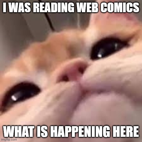 *blares music* | I WAS READING WEB COMICS; WHAT IS HAPPENING HERE | made w/ Imgflip meme maker