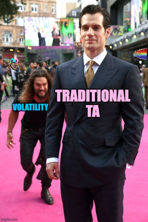 trading volatility vs traditional ta |  TRADITIONAL TA; VOLATILITY | image tagged in jason momoa henry cavill meme | made w/ Imgflip meme maker