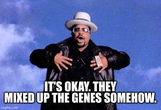 Sir Mix A Lot | IT'S OKAY. THEY MIXED UP THE GENES SOMEHOW. | image tagged in sir mix a lot | made w/ Imgflip meme maker