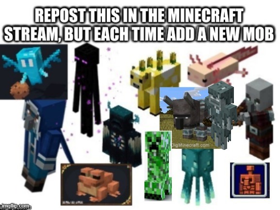 I added the Stray (repost please) | image tagged in repost this,minecraft,minecraft skeleton,minecraft stray | made w/ Imgflip meme maker