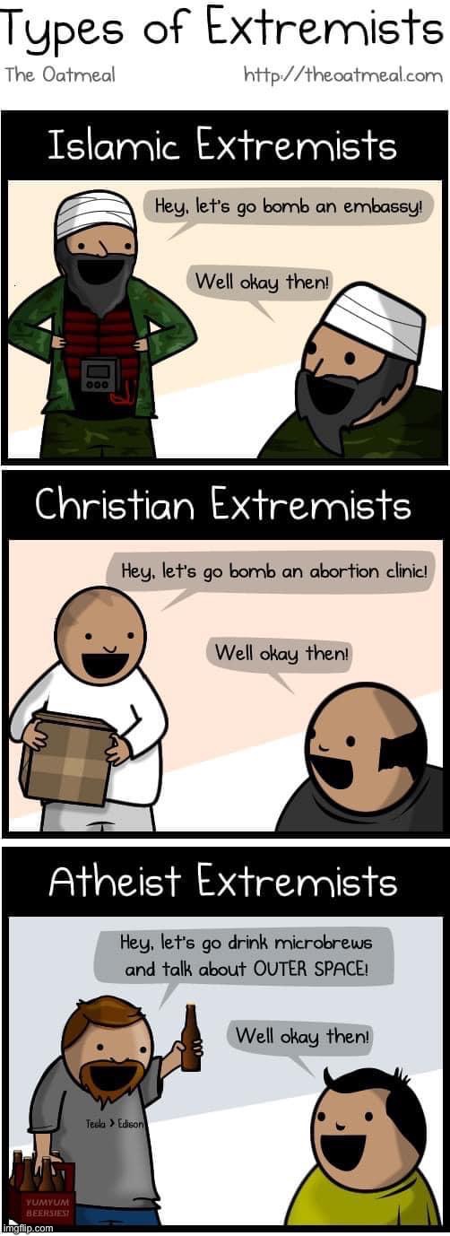 Types of extremists | image tagged in types of extremists | made w/ Imgflip meme maker