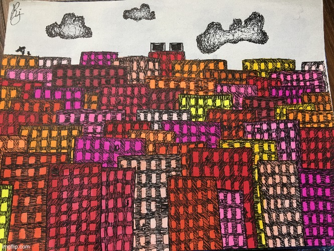 A freehanded city | image tagged in city | made w/ Imgflip meme maker