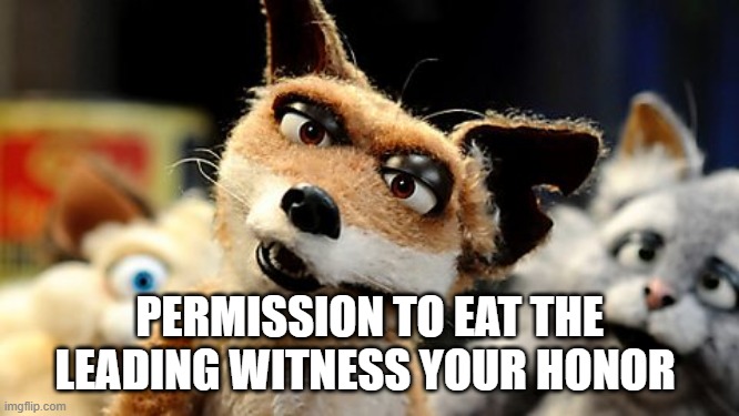 Vince meets jonny depp | PERMISSION TO EAT THE LEADING WITNESS YOUR HONOR | image tagged in vince fox | made w/ Imgflip meme maker