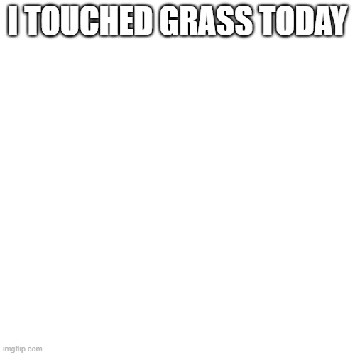 Grass | I TOUCHED GRASS TODAY | image tagged in memes,blank transparent square | made w/ Imgflip meme maker