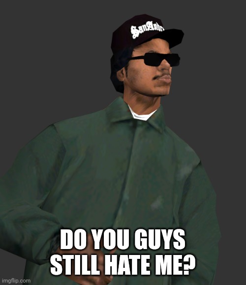 Or are we cool now? | DO YOU GUYS STILL HATE ME? | image tagged in ryder gta sa | made w/ Imgflip meme maker