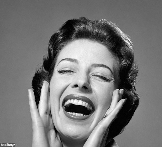 Retro vintage lady laughing | image tagged in retro vintage lady laughing | made w/ Imgflip meme maker