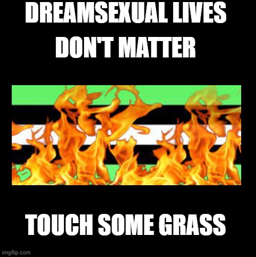 Dreamsexuals need to touch some grass | DREAMSEXUAL LIVES; DON'T MATTER; TOUCH SOME GRASS | image tagged in cringe,dreamsmp | made w/ Imgflip meme maker