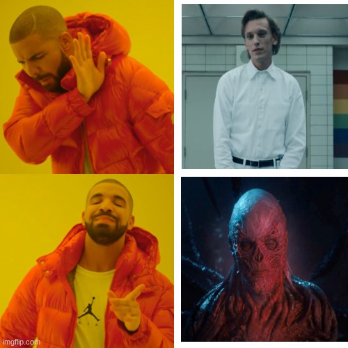 Vecna meme | image tagged in memes,drake hotline bling,stranger things | made w/ Imgflip meme maker