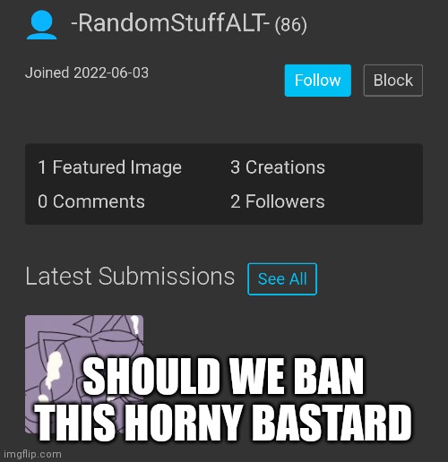 yes | SHOULD WE BAN THIS HORNY BASTARD | image tagged in memes,bruh,should we ban this guy,go to horny jail | made w/ Imgflip meme maker
