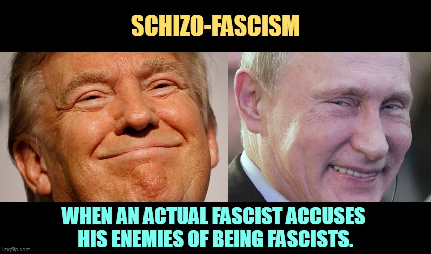 Get the net. | SCHIZO-FASCISM; WHEN AN ACTUAL FASCIST ACCUSES 
HIS ENEMIES OF BEING FASCISTS. | image tagged in trump smile,putin smiling,schizo,fascist,nuts | made w/ Imgflip meme maker