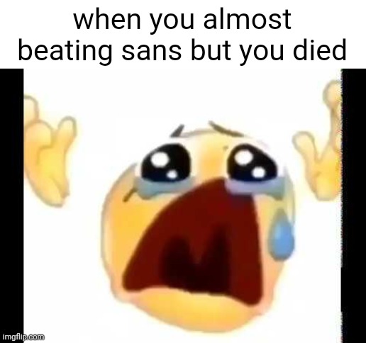 WRRYYYYYYYYYY |  when you almost beating sans but you died | image tagged in cursed crying emoji,memes,undertale | made w/ Imgflip meme maker