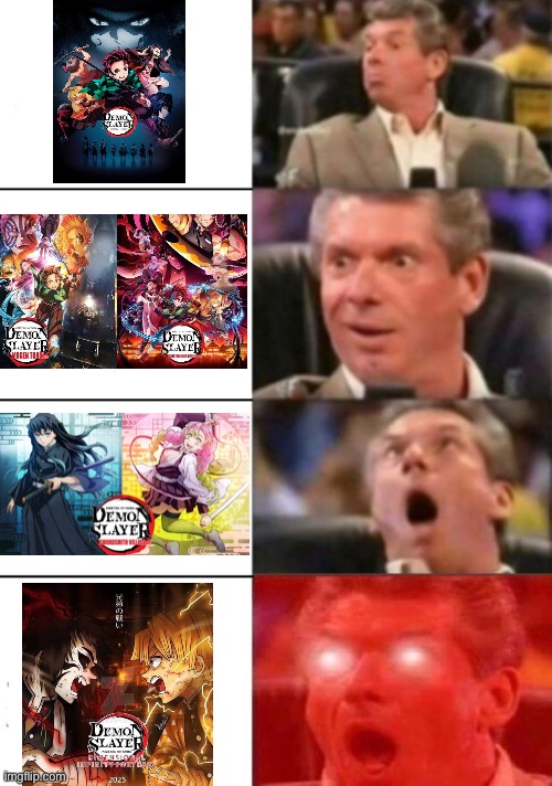 Demon Slayer Fights animation Per season | image tagged in surprised guy meme fixed boxes | made w/ Imgflip meme maker