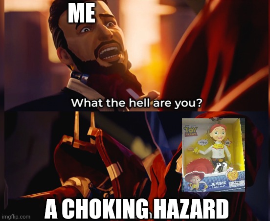 That one toy that doesn't make sense | ME; A CHOKING HAZARD | image tagged in what the hell are you death | made w/ Imgflip meme maker