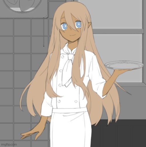 Troffie in her chef uniform | made w/ Imgflip meme maker