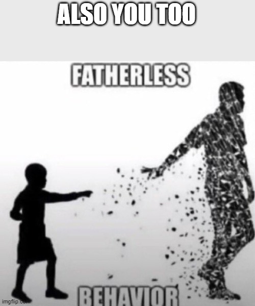 Fatherless Behavior | ALSO YOU TOO | image tagged in fatherless behavior | made w/ Imgflip meme maker