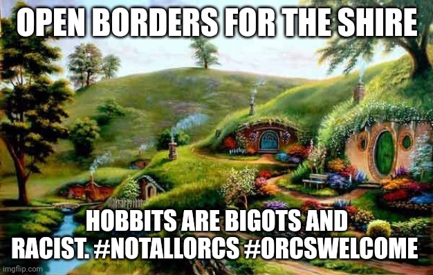 Expectation vs Reality LOTR | OPEN BORDERS FOR THE SHIRE; HOBBITS ARE BIGOTS AND RACIST. #NOTALLORCS #ORCSWELCOME | image tagged in expectation vs reality lotr | made w/ Imgflip meme maker