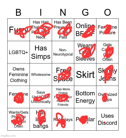 FEMBOYS FOR LIFE | image tagged in femboy bingo | made w/ Imgflip meme maker