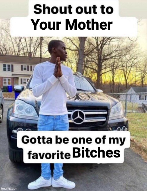 Shout out to my favorite | Your Mother; Bitches | image tagged in shout out to my favorite | made w/ Imgflip meme maker