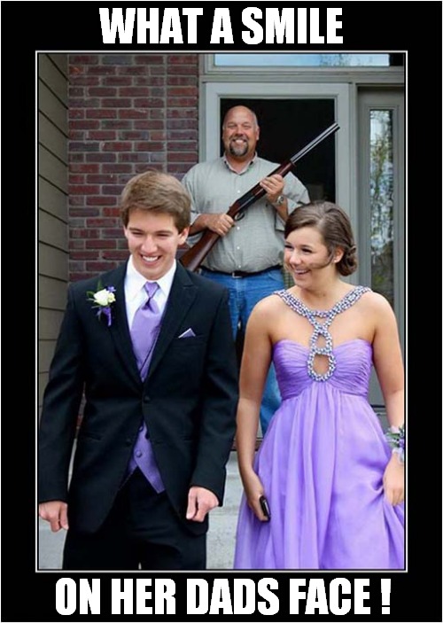 Wedding Day Bliss ! | WHAT A SMILE; ON HER DADS FACE ! | image tagged in wedding,bliss,smiles,shotgun | made w/ Imgflip meme maker