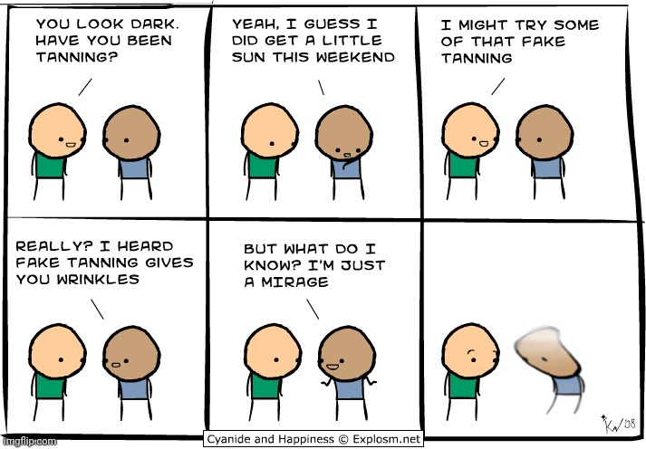 Tanning | image tagged in tan,tanning,comics,comic,comics/cartoons,cyanide and happiness | made w/ Imgflip meme maker