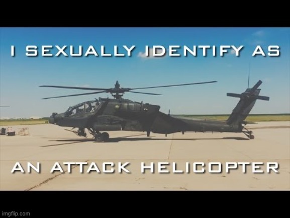 Attack Helicopter Gender | image tagged in attack helicopter gender | made w/ Imgflip meme maker