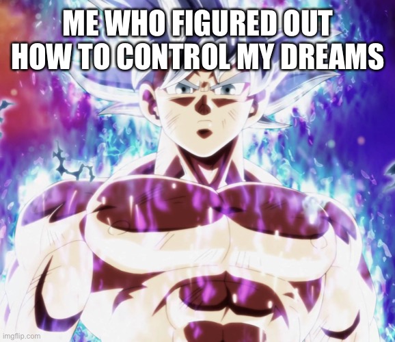 Ahahahahahahahahahaha | ME WHO FIGURED OUT HOW TO CONTROL MY DREAMS | image tagged in mastered ultra instinct goku | made w/ Imgflip meme maker