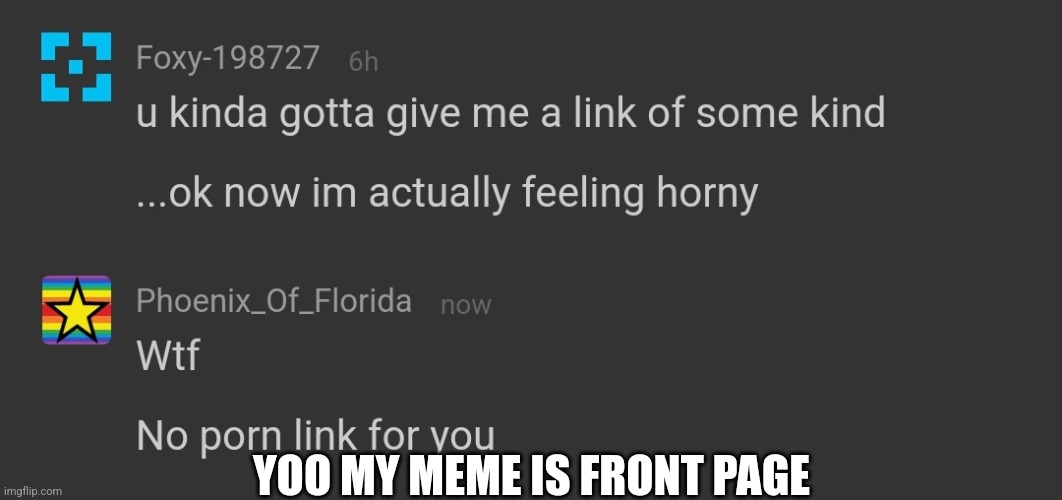 FRONT PAGE | YOO MY MEME IS FRONT PAGE | image tagged in foxy caught in 4k | made w/ Imgflip meme maker