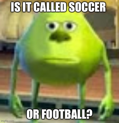 Soccer or football | IS IT CALLED SOCCER; OR FOOTBALL? | image tagged in sully wazowski | made w/ Imgflip meme maker