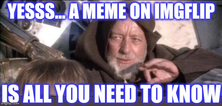 These Aren't The Droids You Were Looking For Meme | YESSS... A MEME ON IMGFLIP IS ALL YOU NEED TO KNOW | image tagged in memes,these aren't the droids you were looking for | made w/ Imgflip meme maker