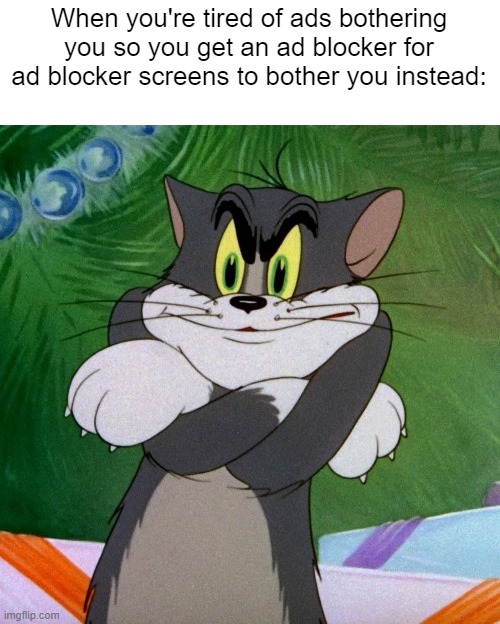 true? | When you're tired of ads bothering you so you get an ad blocker for ad blocker screens to bother you instead: | image tagged in angry tom | made w/ Imgflip meme maker