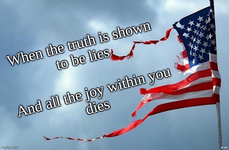 Shredded Truth | When the truth is shown
to be lies; And all the joy within you
dies | image tagged in all joy dies,american dreams | made w/ Imgflip meme maker