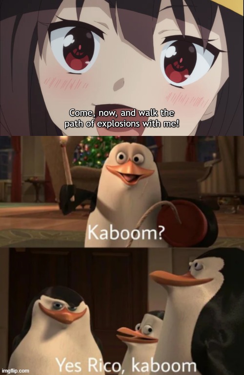 image tagged in megumin close up face,yes rico kaboom | made w/ Imgflip meme maker