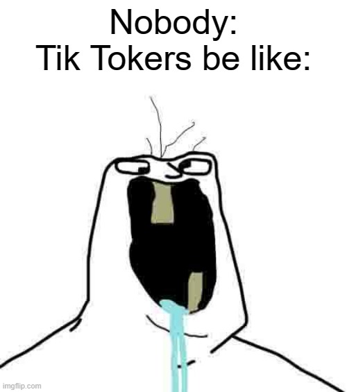 Tik Tok is stupid and cringe | Nobody:
Tik Tokers be like: | image tagged in a really stupid brainlet,tik tok sucks | made w/ Imgflip meme maker