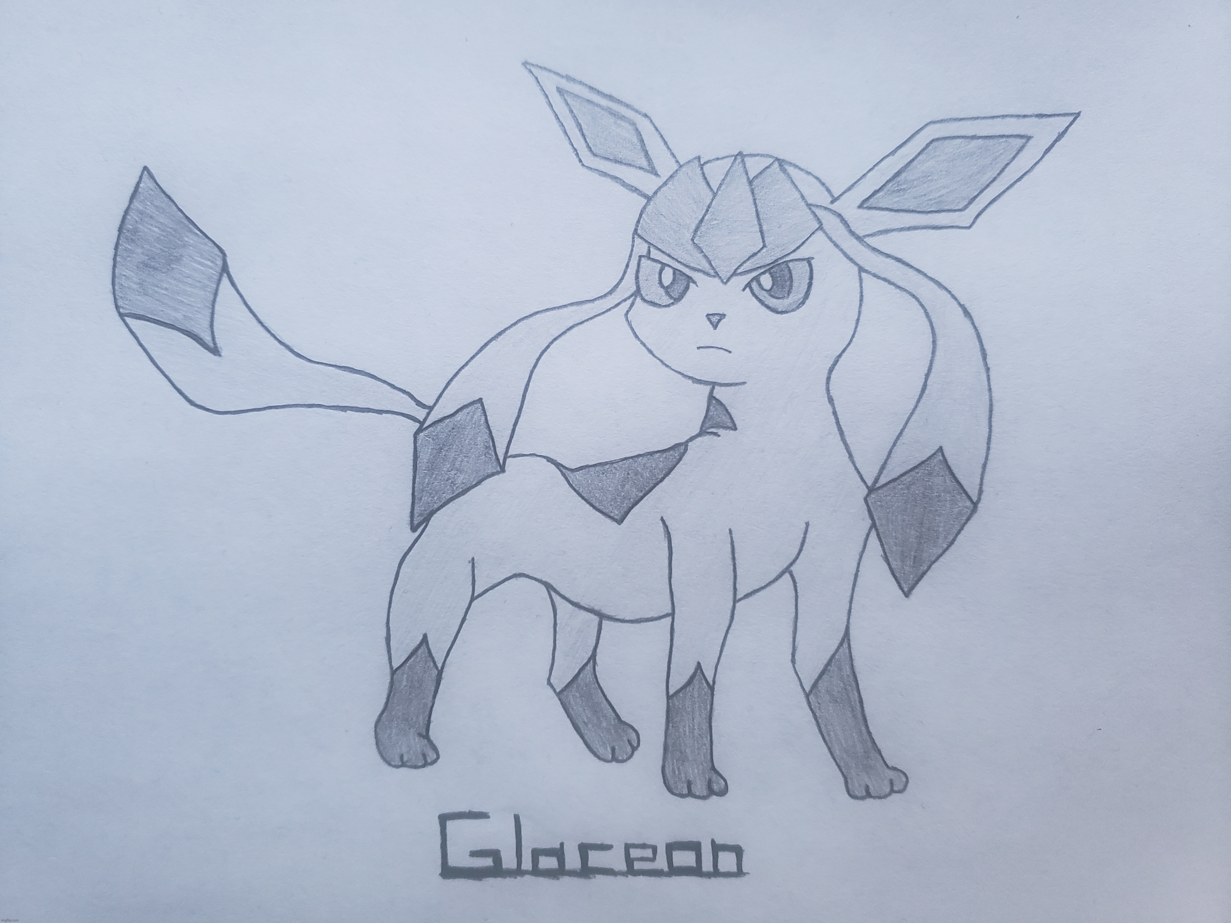 This is a drawing of a Glaceon my brother made in 2011 | made w/ Imgflip meme maker