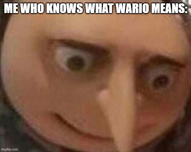 gru meme | ME WHO KNOWS WHAT WARIO MEANS: | image tagged in gru meme | made w/ Imgflip meme maker
