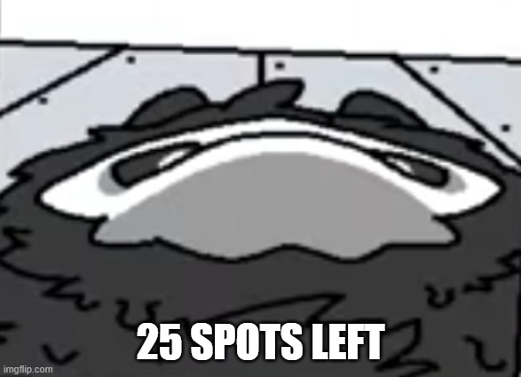 25 SPOTS LEFT | made w/ Imgflip meme maker