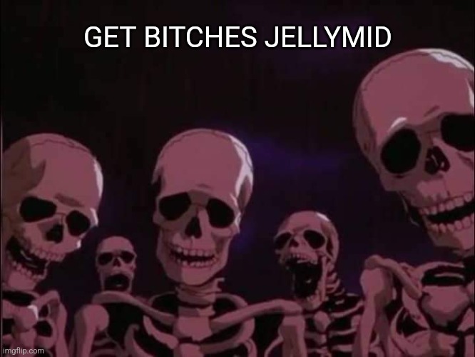 jellymid | GET BITCHES JELLYMID | image tagged in skeleton | made w/ Imgflip meme maker