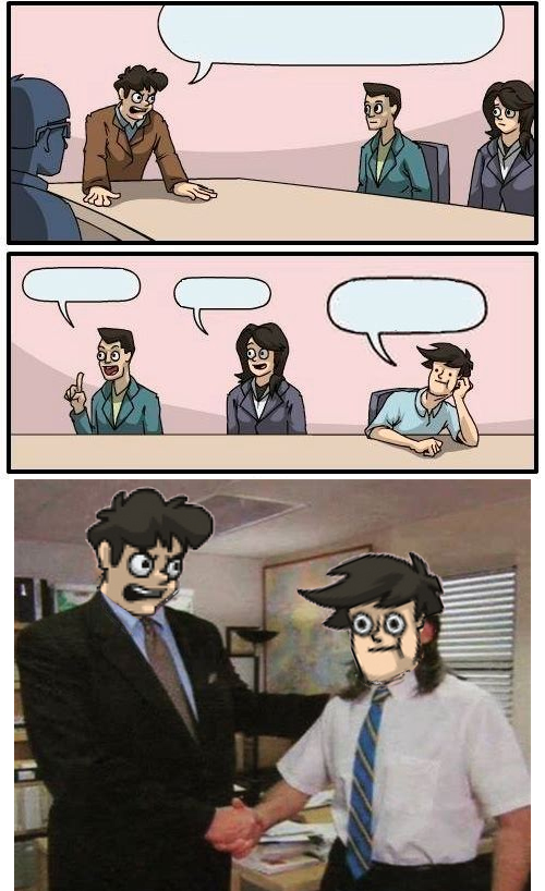 Boardroom Meeting Suggestion but employee of the month Blank Meme Template