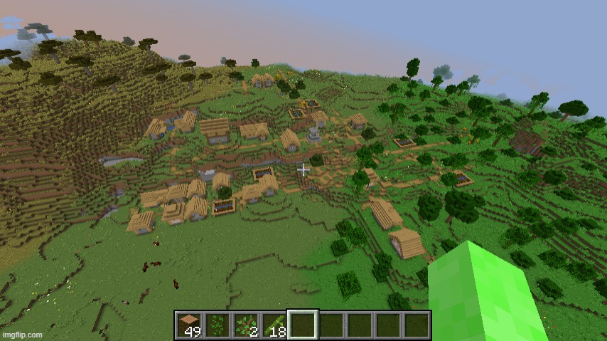 ayo a village spread over 3 biomes | image tagged in minecraft,rare,epic | made w/ Imgflip meme maker