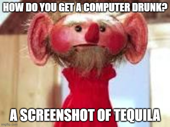 Scrawl |  HOW DO YOU GET A COMPUTER DRUNK? A SCREENSHOT OF TEQUILA | image tagged in scrawl | made w/ Imgflip meme maker
