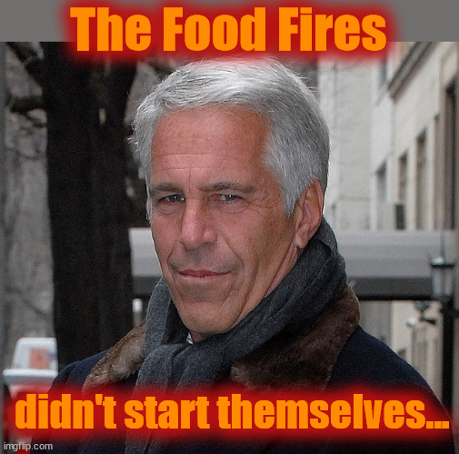 Food Fires | The Food Fires; didn't start themselves... | image tagged in epstein,arson,food plants | made w/ Imgflip meme maker