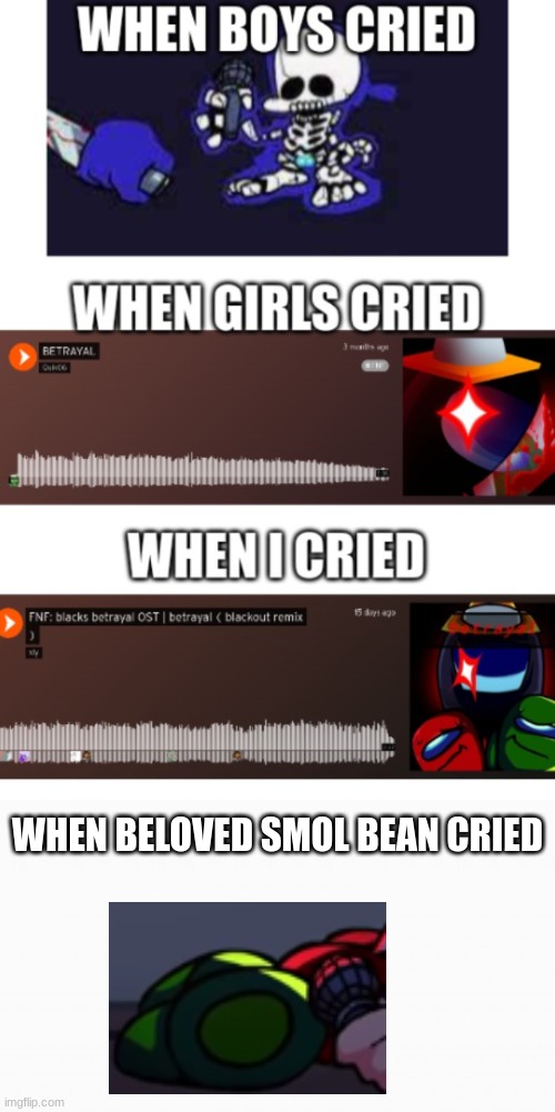 Yarlowmado nooo | WHEN BELOVED SMOL BEAN CRIED | image tagged in white box | made w/ Imgflip meme maker