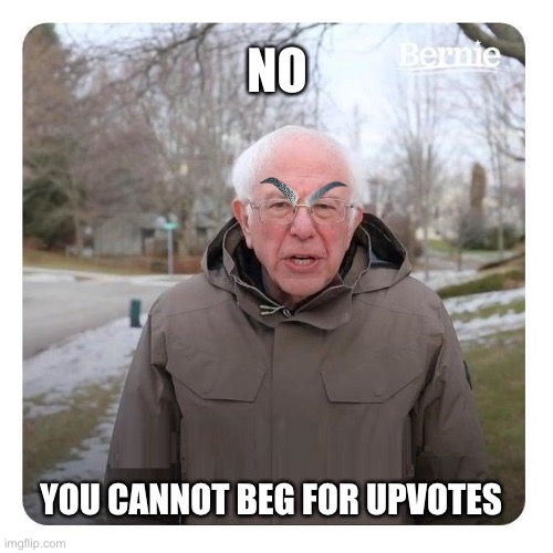 Ange | NO; YOU CANNOT BEG FOR UPVOTES | image tagged in bernie sanders i am once again asking for financial support,bernie sanders,bernie i am once again asking for your support | made w/ Imgflip meme maker