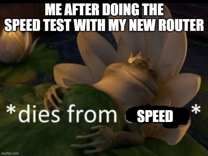 Dies from cringe | ME AFTER DOING THE SPEED TEST WITH MY NEW ROUTER; SPEED | made w/ Imgflip meme maker