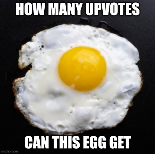 Upvotes | HOW MANY UPVOTES; CAN THIS EGG GET | image tagged in eggs,upvotes,scrambled egg | made w/ Imgflip meme maker
