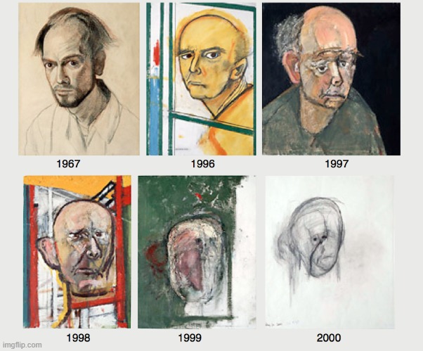 Artist with Alzheimer's paints self portrait every year until he can't anymore | made w/ Imgflip meme maker
