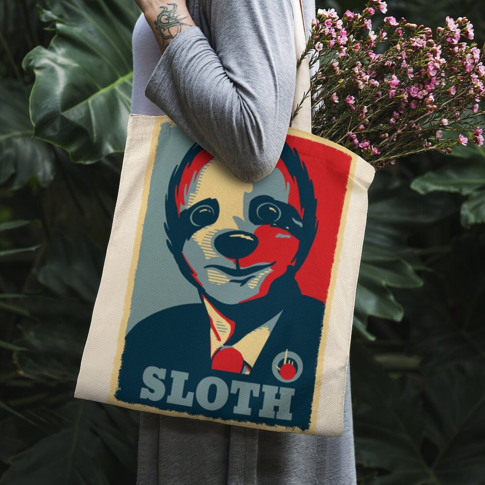 Sloth poster on handbag Blank Meme Template