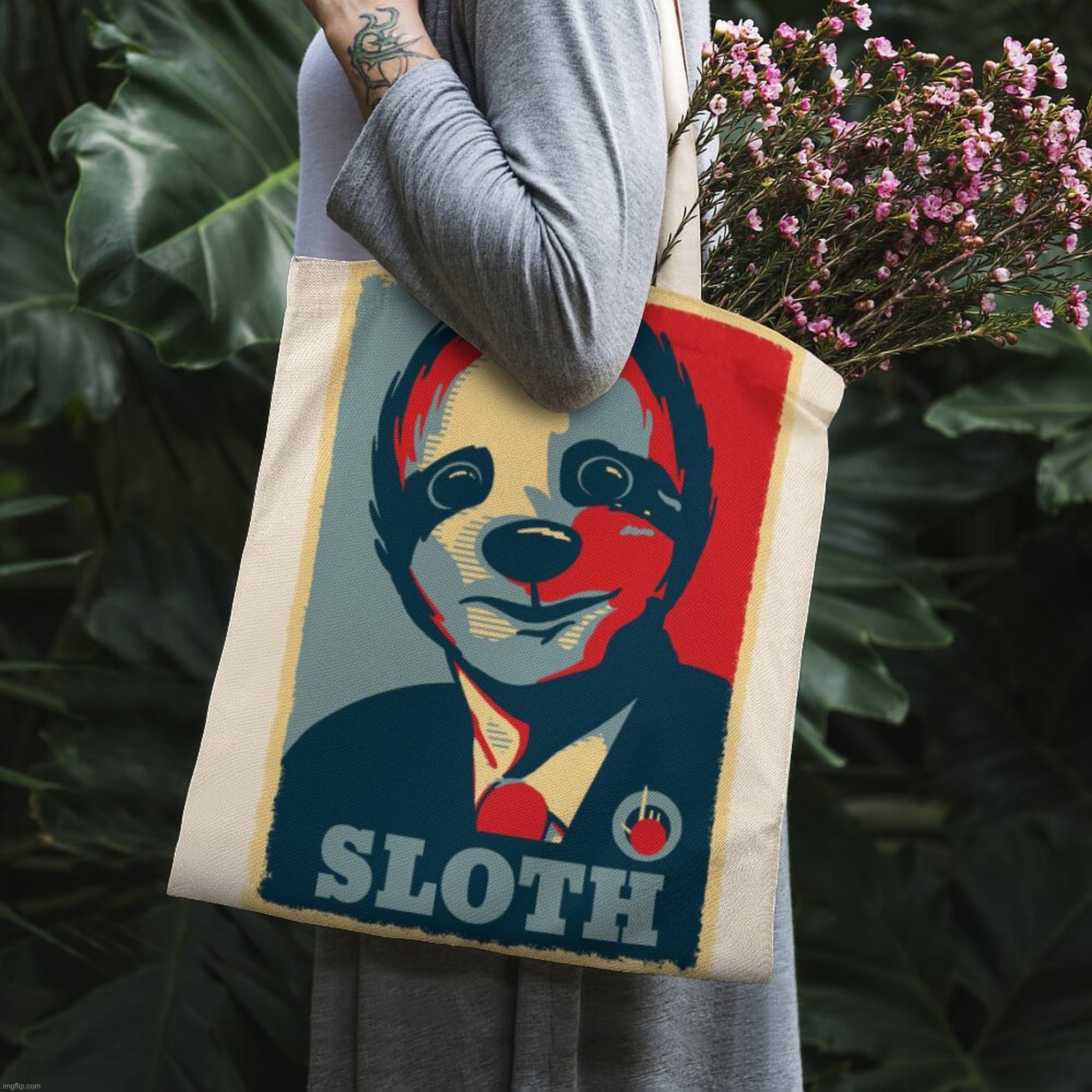 Sloth poster on handbag | image tagged in sloth poster on handbag | made w/ Imgflip meme maker